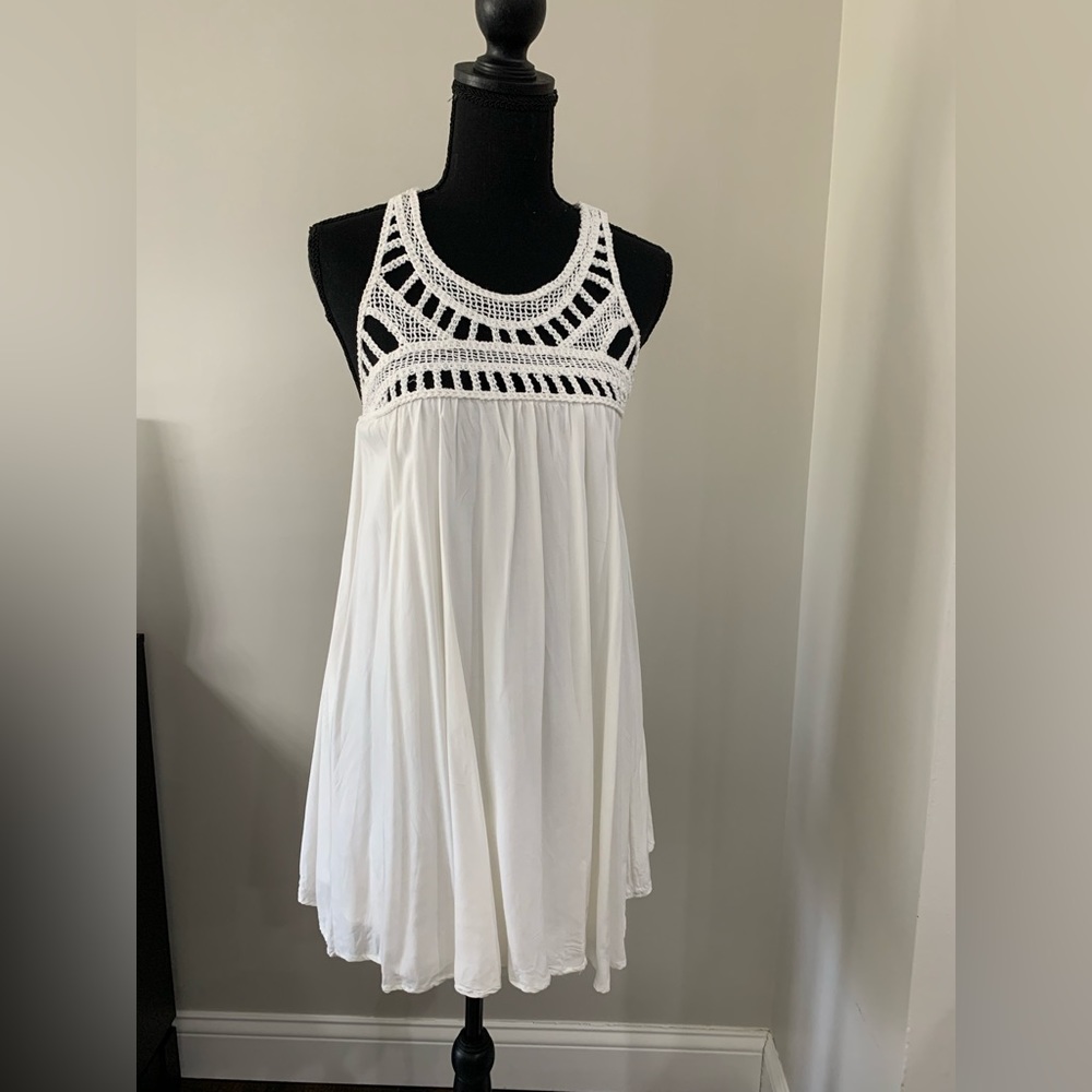 Purple Snow Crochet White Dress